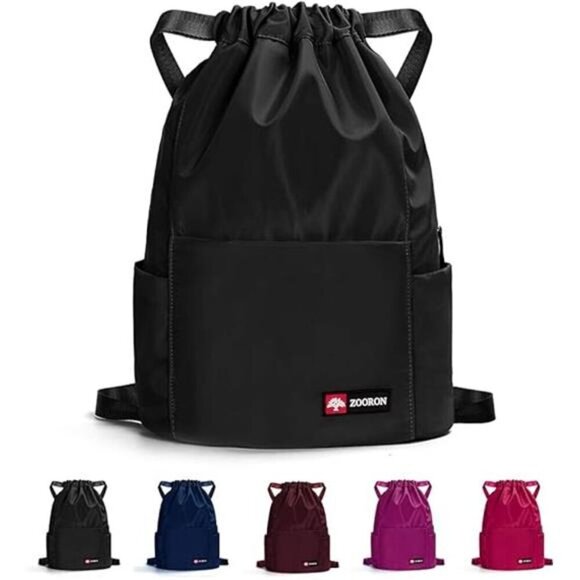 Waterproof Drawstring Gym Backpack Bag for Men & Women, Sport Gym Sack Mini - Picture 8 of 8